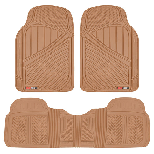 MotorTrend 3-Piece FlexTough Performance Deep Channel Front Floor Mats and Rear Floor Mat - Heavy Duty, All Weather, Trim to Fit