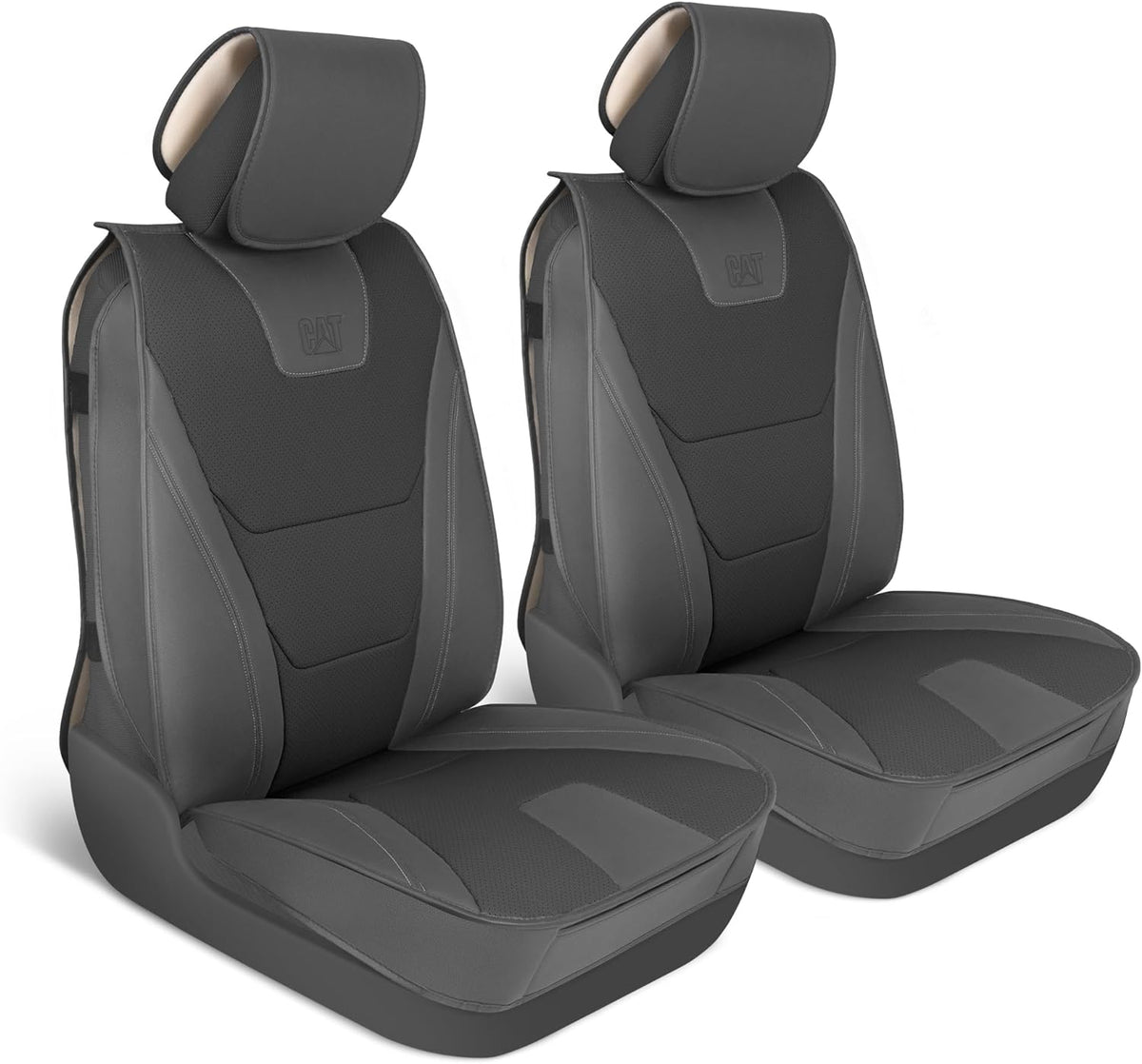 CAT® Edge Deluxe Car Seat Covers for Front Seats - Premium Two-Tone Faux Leather Seat Covers for Cars with Universal Fit, Rugged Automotive Seat