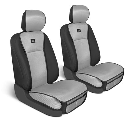 Caterpillar AeroMesh Gray Seat Covers for Trucks, Car, & SUV - (2) Front Truck Seat Cover Protector - Breathable Mesh Universal Fit Car Seat