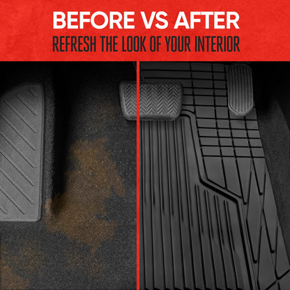 MotorTrend 3-Piece Raised Ridge Multi-Channel Front Floor Mats and Rear Floor Mat - Heavy Duty, All Weather, Trim to Fit