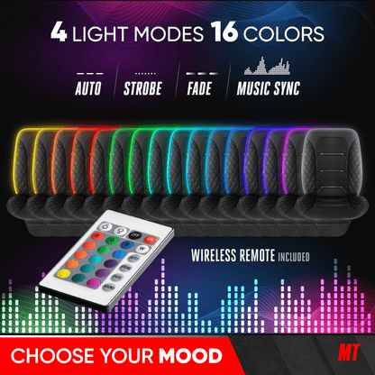 MotorTrend 2-Piece LED Front Seat Cover - 16 Colors & 4 Light Modes