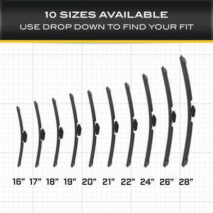 CAT C2.0 Heavy Duty Beam Windshield Wiper Blades for Cars, Trucks, SUVs, and Vans - All Seasons, Streak-Free, Silent