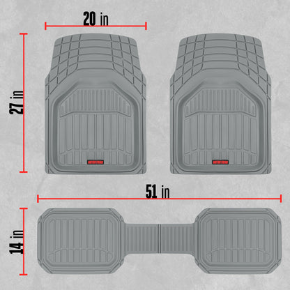 MotorTrend 3-Piece FlexTough Defender Front Floor Mats and Rear Floor Mat - Heavy Duty, All Weather, Trim to Fit