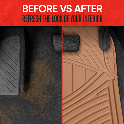 MotorTrend 3-Piece FlexTough Performance Deep Channel Front Floor Mats and Rear Floor Mat - Heavy Duty, All Weather, Trim to Fit