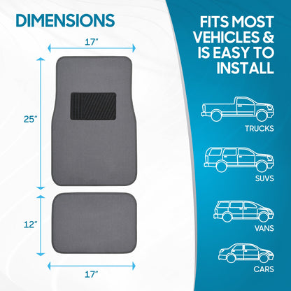 BDK 4-Piece Premium Carpet Non-Slip Heel Pad Front Floor Mats and Rear Floor Mats