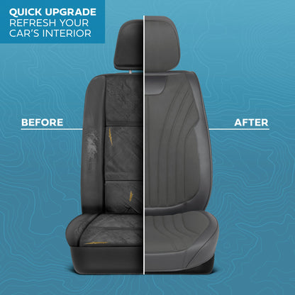 MotorBox Elite Edition Faux Leather & Suede Seat Covers for Cars, Trucks, & SUV - 2 Charcoal Car Seat Covers for Front Seats - Universal Fit Car