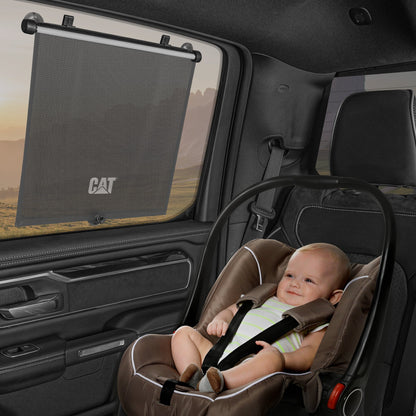 Caterpillar UVProtect Sun Shade for Car Side Window, UV Shield for Infant Baby All Passengers, Universal & Retractable Pull-Down Roller Sunshade