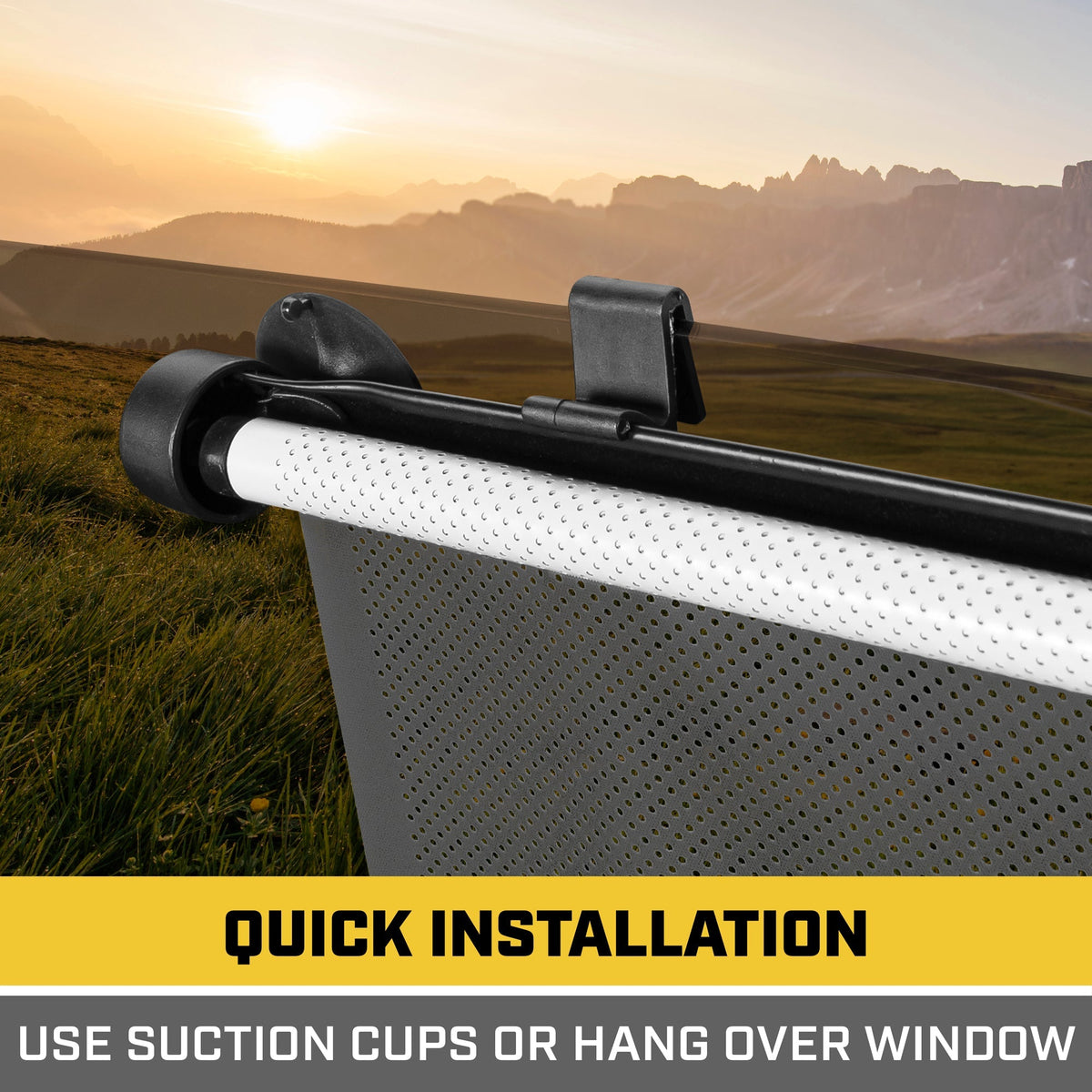 Caterpillar UVProtect Sun Shade for Car Side Window, UV Shield for Infant Baby All Passengers, Universal & Retractable Pull-Down Roller Sunshade