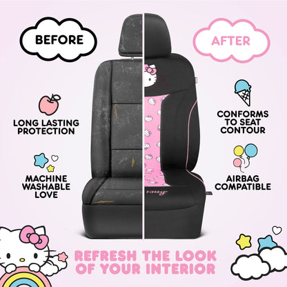 Hello Kitty Car Seat Cover - Cute and Durable Pink Front Seat Cover, Adorable Hello Kitty Design, Comfortable and Long-Lasting Polyester, Car