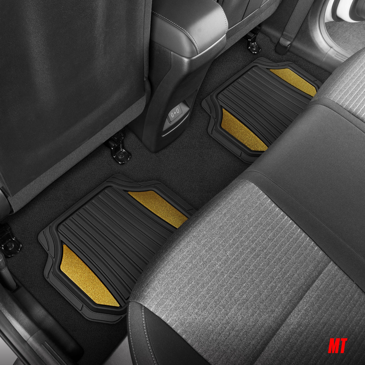 Motor Trend ChromeTech Car Floor Mats Full Set - Durable Rubber Floor Mats for Cars with Two Tone Accent, All Weather Interior Protection for