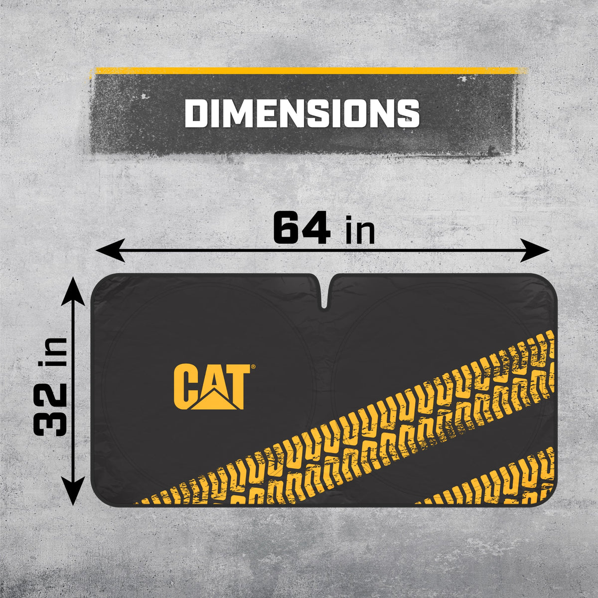CAT Tread Marks Pop-Up Front Windshield Sunshade XL (64" x 32")