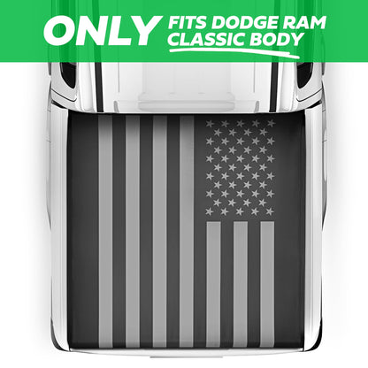 MotorBox USA Black American Flag Soft Roll-Up Retractable Tonneau Cover for Ram 1500 (2002 - 2023), Ram 2500 (2003 - 2020), Ram 3500 (2003