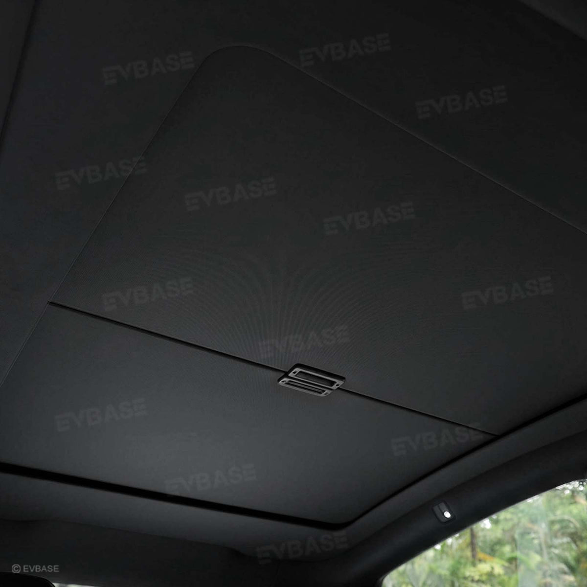 EVBASE Model Y L Retractable Sunshade Glass Roof Sun Shade with Roll Fabric Style Heat Insulation & UV Protection