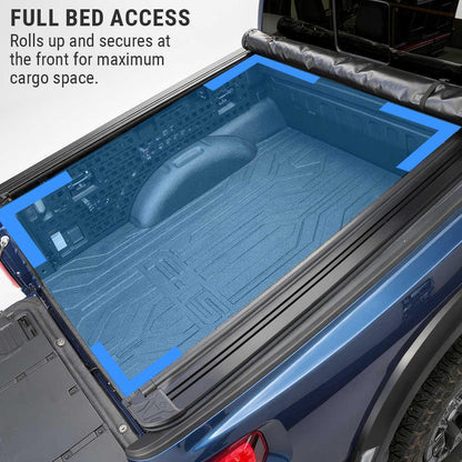 SYNETICUSA Silverado Soft Roll-Up Tonneau Cover With T-Slot Channel