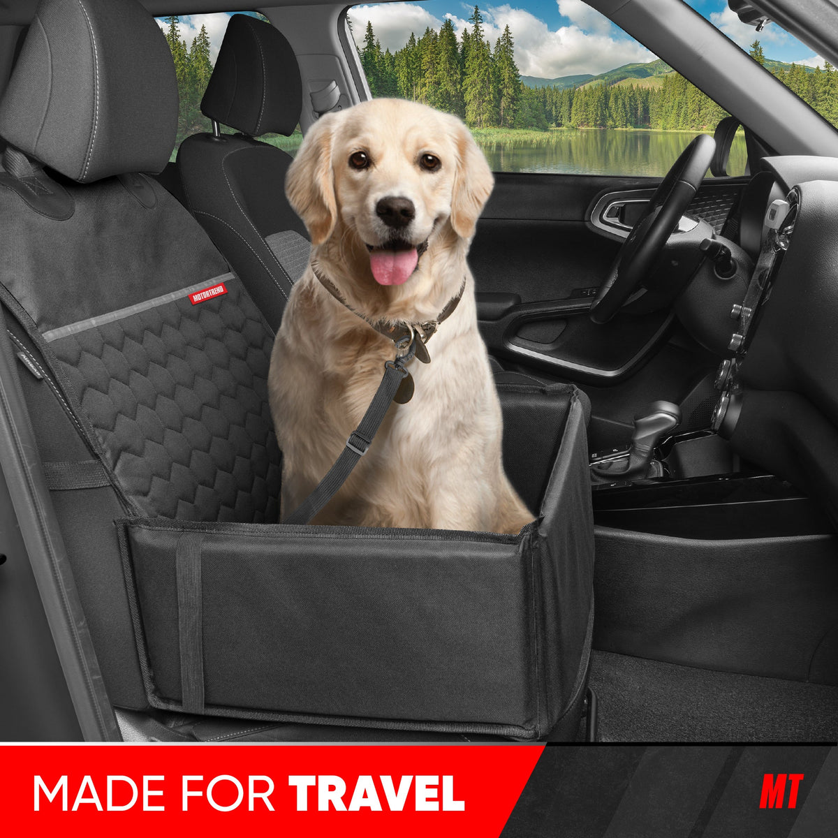 Motor Trend Dog Car Seat - 2 in 1 Waterproof Foldable Bucket Style Truck Dog Booster for Medium Size and Small Dogs – Pet Car Protector & Pet