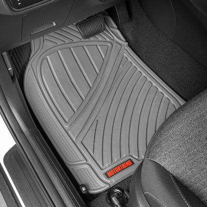 MotorTrend 3-Piece FlexTough Performance Deep Channel Front Floor Mats and Rear Floor Mat - Heavy Duty, All Weather, Trim to Fit