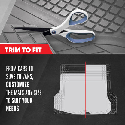 MotorTrend FlexTough Square Groove Trunk/Cargo Liner Mat - Heavy Duty, All Weather, Trim to Fit (54" x 37")