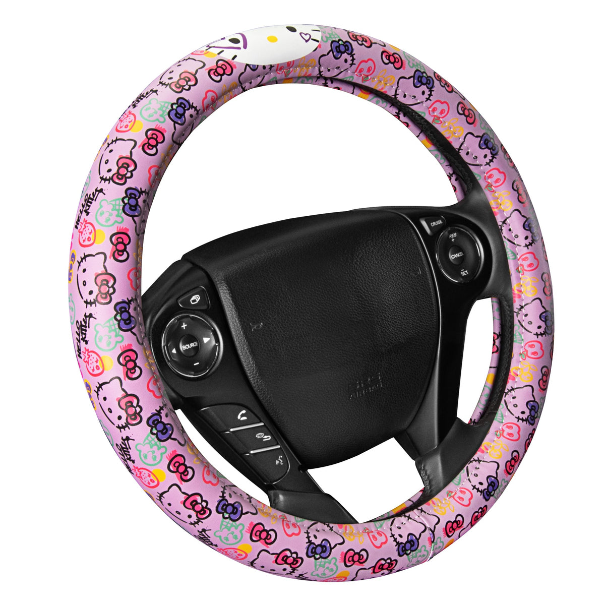 Hello Kitty Steering Wheel Cover, Official Sanrio Car Steering Wheel Cover with Universal Size 14.5 - 15, Cute Steering Wheel Cover for Women