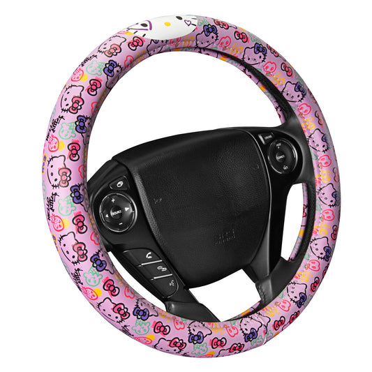 Hello Kitty Steering Wheel Cover, Official Sanrio Car Steering Wheel Cover with Universal Size 14.5 - 15, Cute Steering Wheel Cover for Women