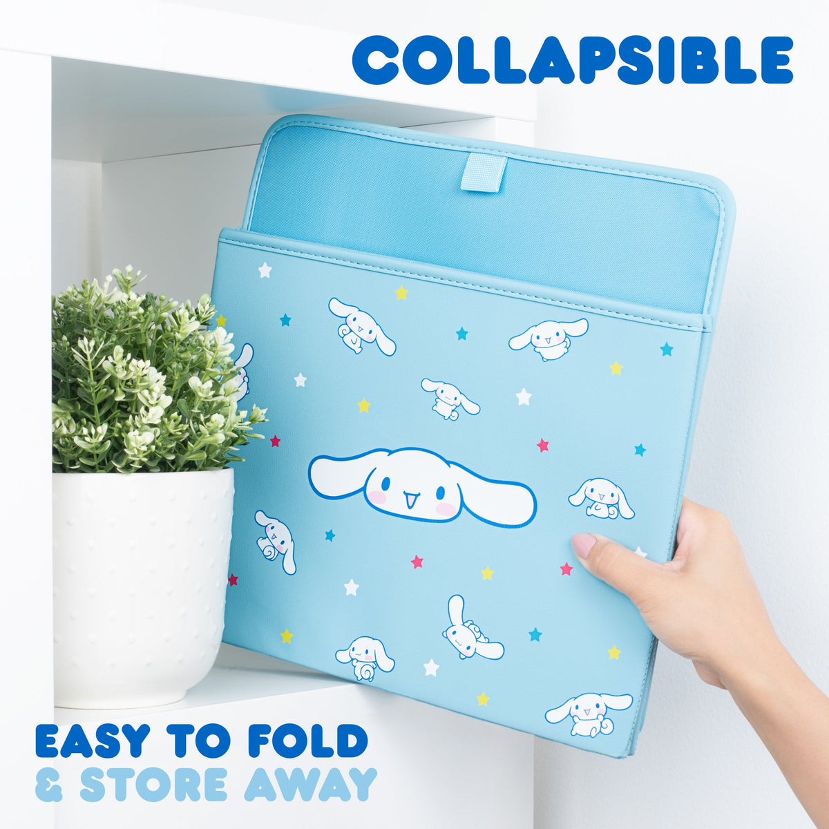 Sanrio Cinnamoroll Car Trunk Organizer and Storage Bin - Collapsible Compartment, Heavy Duty, Fold Up for Easy Storage, Automotive Seat Cargo for