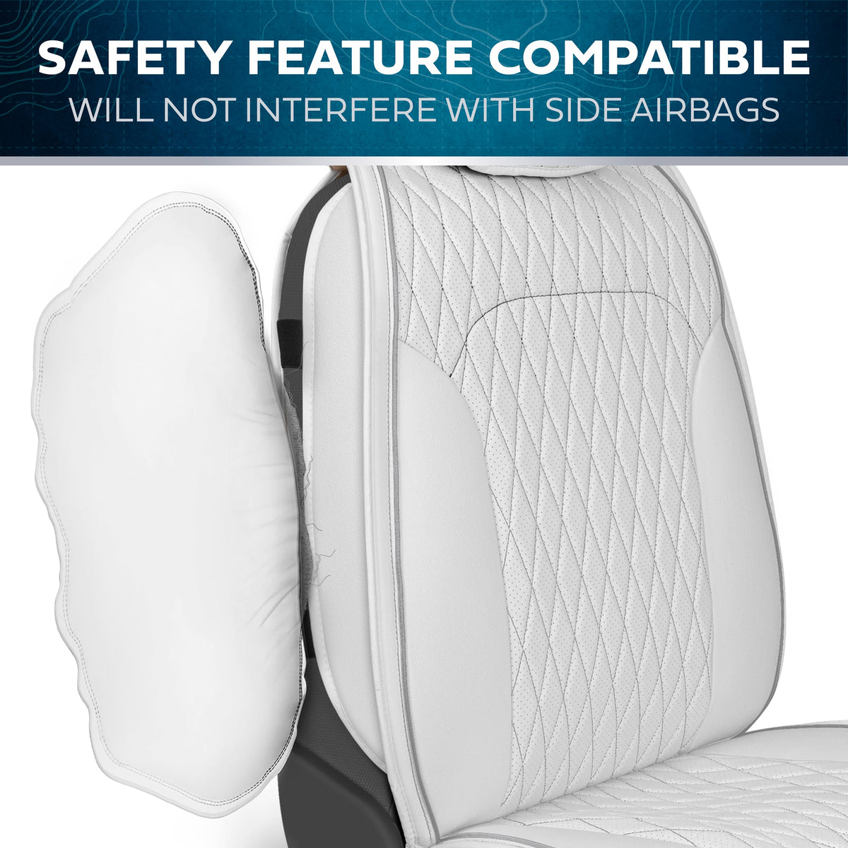 Car Seat Covers - DiamondLux Edition Premium Faux Leather Seat Protectors - Double Cross Stitched Cushioned Automotive Accessories for Trucks