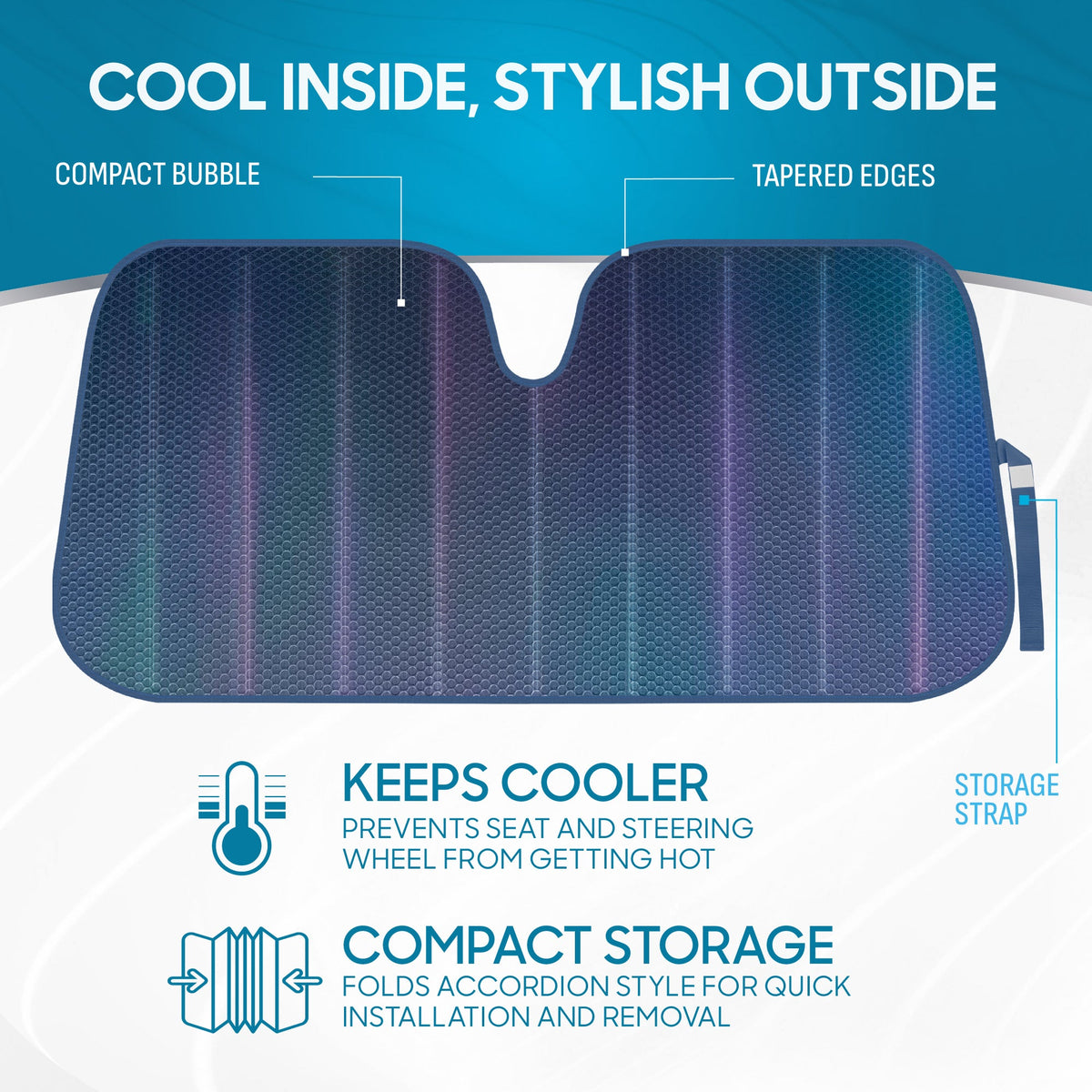 BDK Iridescent Mermaid, Hologram Foil, Chameleon Front Windshield Sun Shade, Double Bubble Accordion Folding Auto Sunshade for Car Truck SUV 58 x