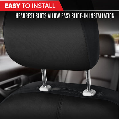 Motor Trend Black Car Seat Covers Set - 2 Front Seats – Spill-Proof Neoprene CarSeat Cover Protector for Cars – Automotive Car Accessories