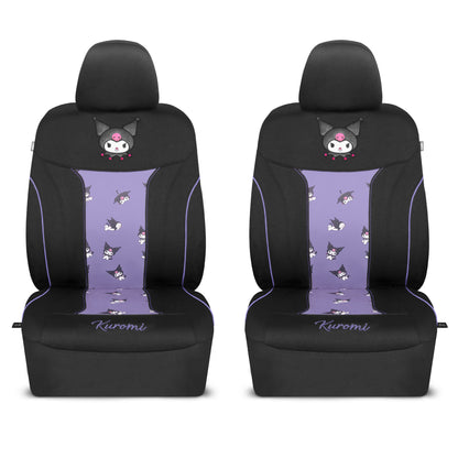 Hello Kitty Kuromi Car Seat Covers - Cute Black and Purple Front Seat Covers with Lavender Accents, Durable and Comfortable Polyester, Car