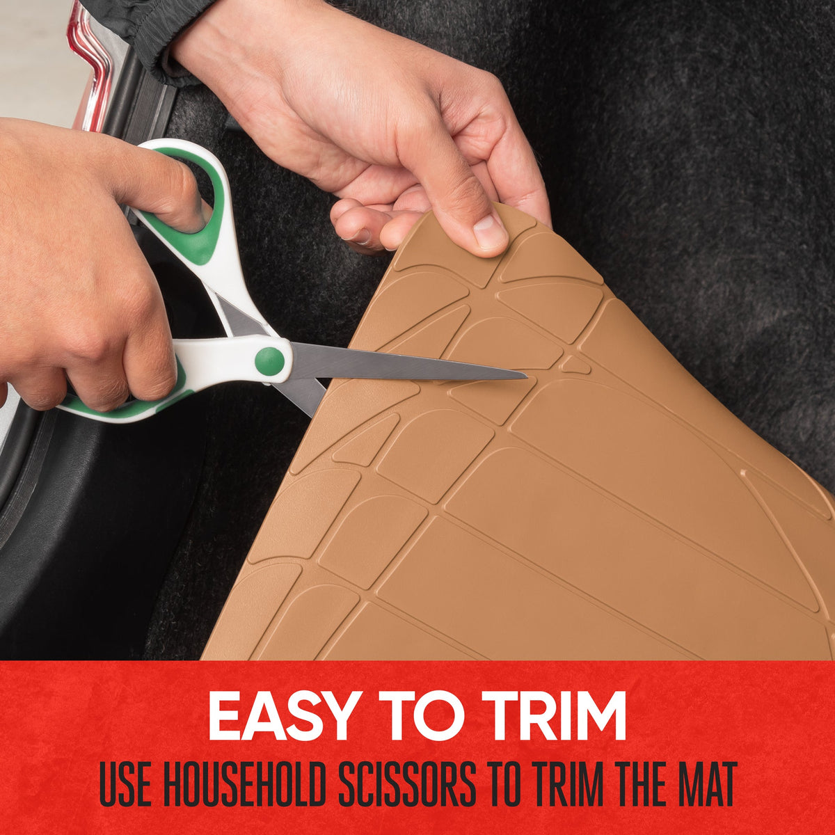 MotorTrend Utility Trunk/Cargo Liner Mat - Heavy Duty, All Weather, Trim to Fit