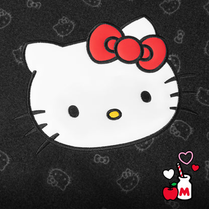 Hello Kitty Carpet Car Floor Mats - Universal Fit for Cars, SUVs & Trucks - Black with Red Bow & Hello Kitty Print - Front & Rear Set, 4 Piece