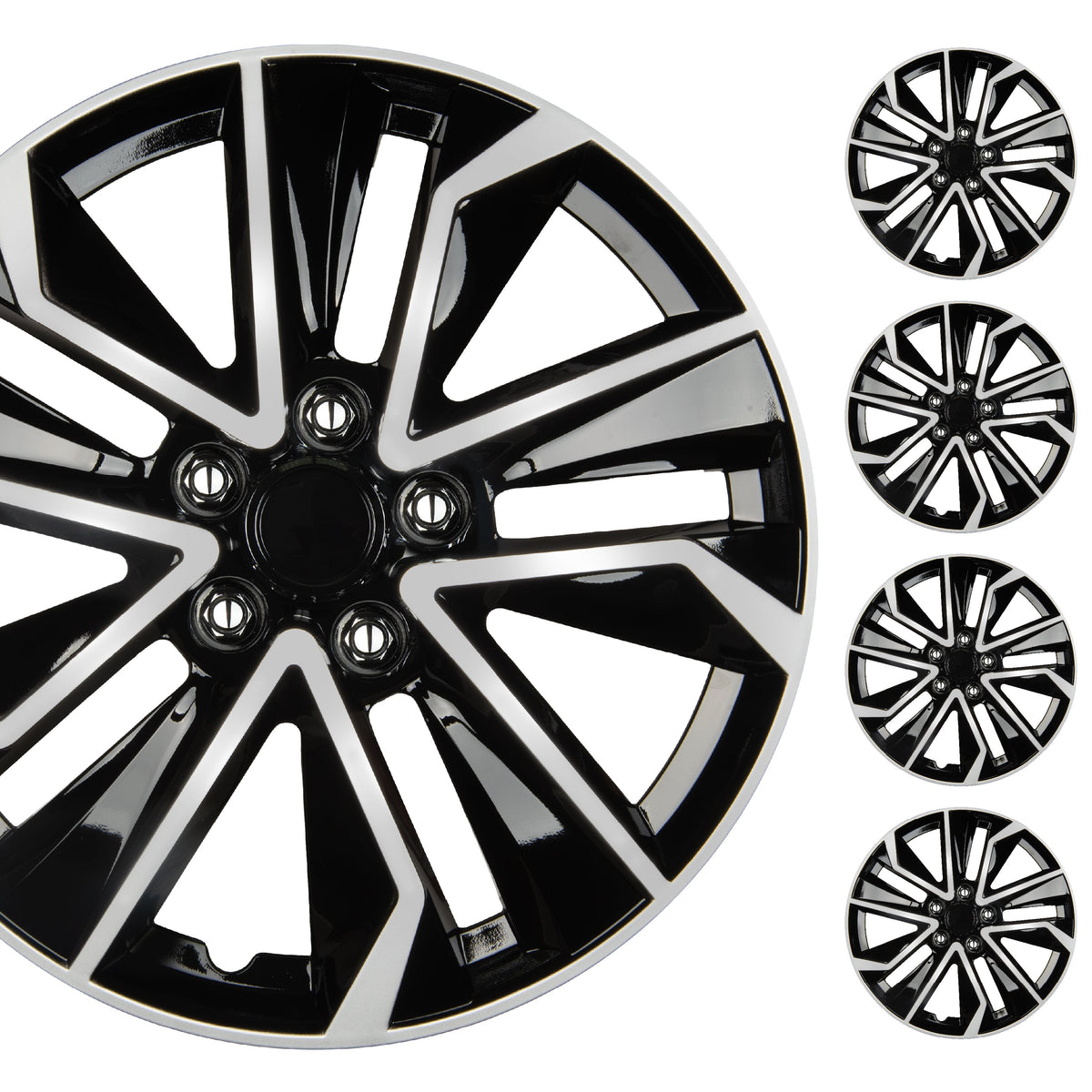 BDK 16 Inch Hubcaps Set of 4 – OEM Replacement Snap-On Wheel Rim Covers - Universal Fit Car Wheel Cover for Cars, Trucks, SUV, Vans Durable ABS