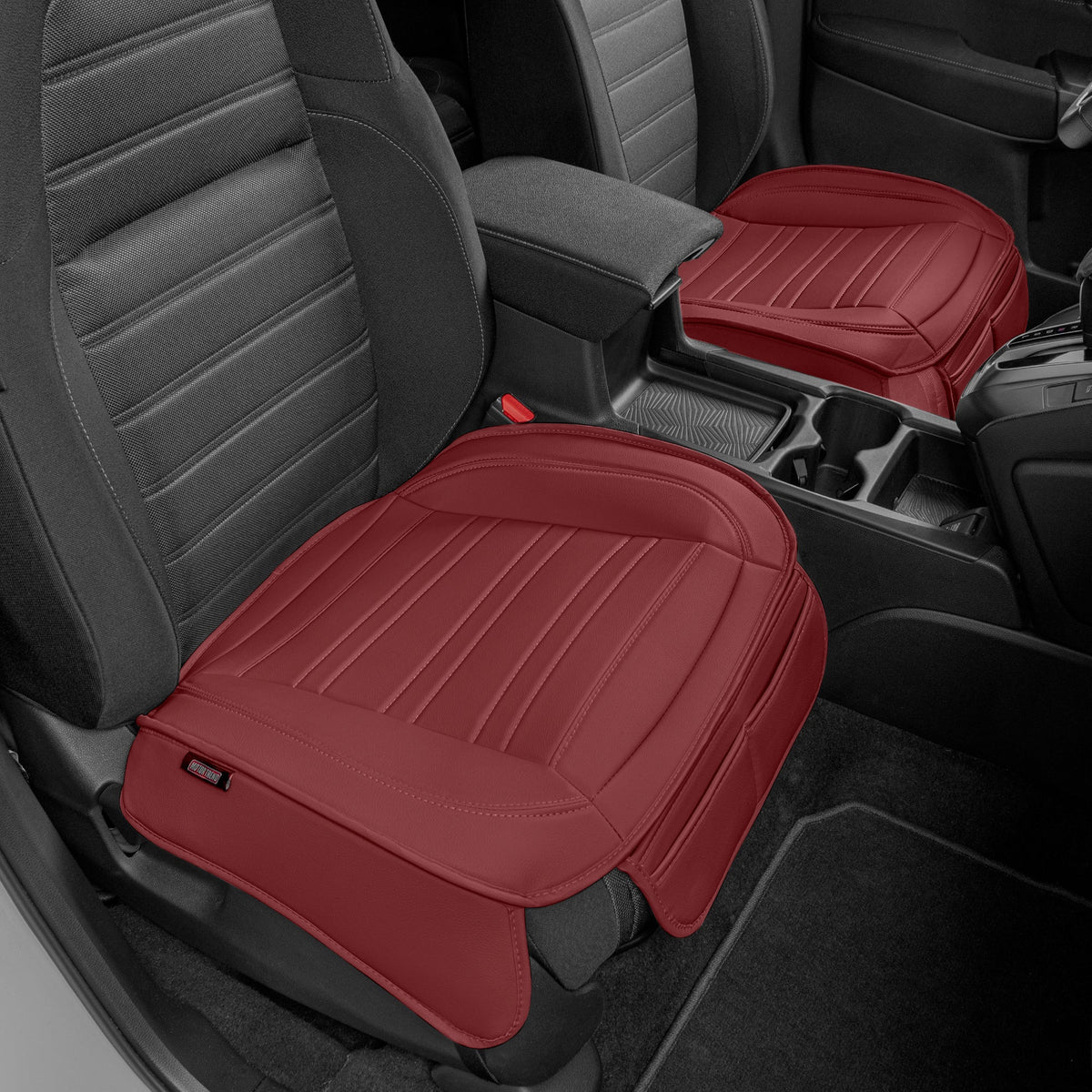 Motor Trend Faux Leather Front Seat Cover for Cars - Set of 2 Burgundy Front Car Seat Covers for SUV & Truck with Storage Pockets - Automotive