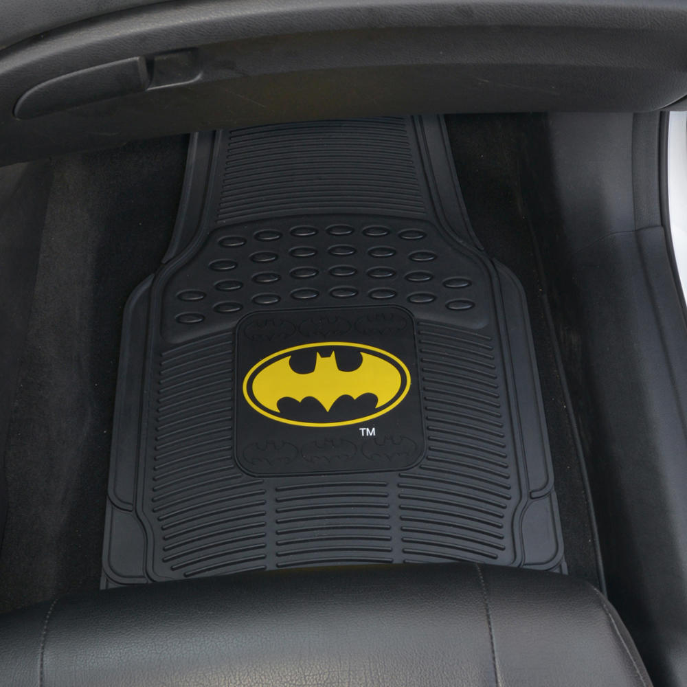 BDK Armored Super Hero Car Floor Mats - Officially Licensed DC Comics - All Weather Heavy Duty Auto Interior Liners for Car Truck Van SUV