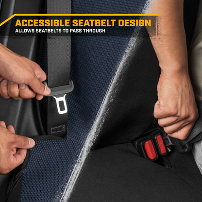 Cat Flexfit Blue & Black Rear Seat Cover for Car - Durable Canvas & Mesh Design 60/40 Split Bench Protector for Cars, Trucks & SUVs - Back Seat