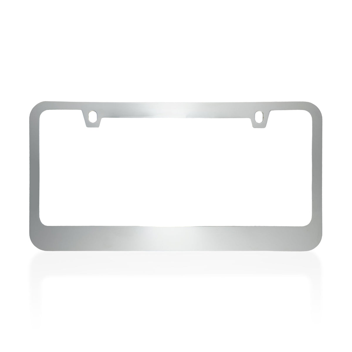 BDK Single Stainless Steel Chrome Plated Metal License Plate Frame - Standard Size (12.25" x 6.25") - Blank
