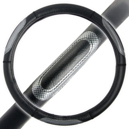 BDK Two-Tone Sport Carbon Grip Steering Wheel Cover (Fits 14.5" - 15.5")