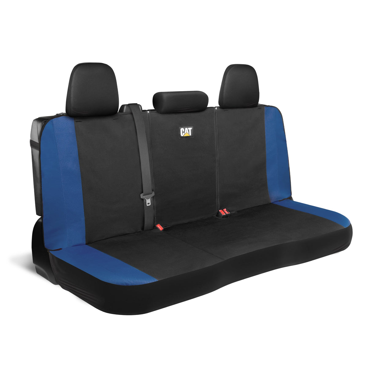 Cat Flexfit Blue Rear Seat Cover for Car – Durable Canvas & Mesh Design 60/40 Split Bench Protector for Cars, Trucks & SUVs – Back Seat Cover for