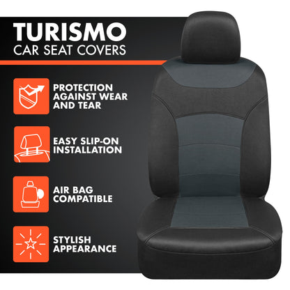 BDK carXS Turismo Car Seat Covers Full Set, Beige Two-Tone Front Seat Covers with Split Rear Bench Back Seat Cover, Automotive Seat Covers for