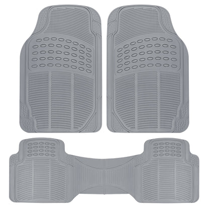 BDK 3-Piece ProLiner Front Floor Mats and Rear Floor Mats - Heavy Duty, All Weather, Trim to Fit - Gray