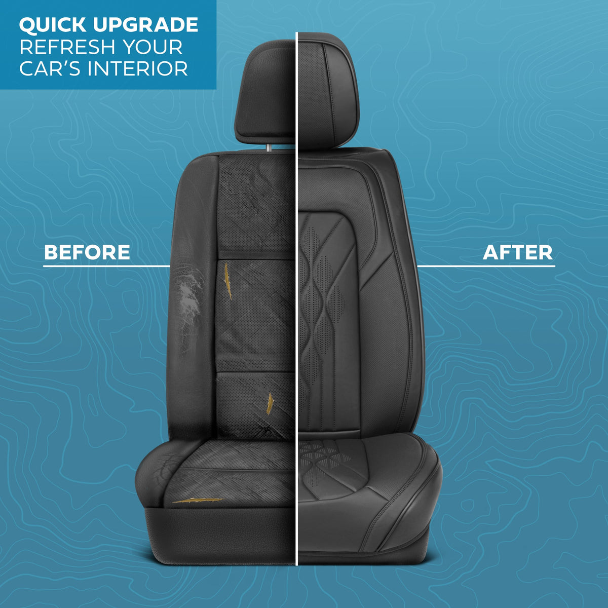 MotorBox Elite Edition Faux Leather Seat Covers for Cars, Trucks, & SUV - 2 Black Car Seat Covers for Front Seats - Universal Fit Car Accessories