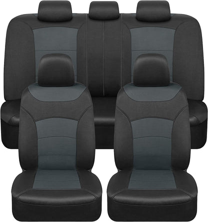 BDK carXS Turismo Car Seat Covers Full Set, Beige Two-Tone Front Seat Covers with Split Rear Bench Back Seat Cover, Automotive Seat Covers for