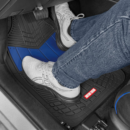 MotorTrend 4-Piece DualFlex Deep Drainage Channels Front Floor Mats and Rear Front Floor Mats - Heavy Duty, All Weather, Trim to Fit