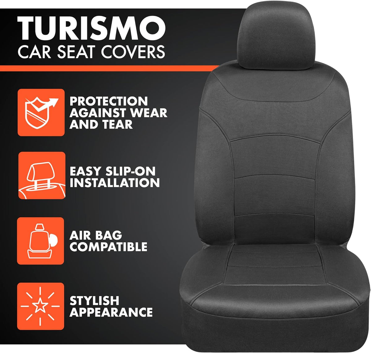 BDK carXS Turismo Car Seat Covers Full Set, Beige Two-Tone Front Seat Covers with Split Rear Bench Back Seat Cover, Automotive Seat Covers for