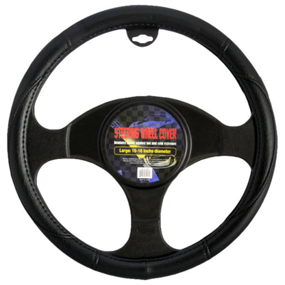 BDK Faux Leather Ergonomic Grip Steering Wheel Cover (Fits 14.5" - 15.5")