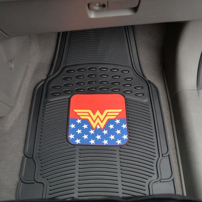 BDK Armored Super Hero Car Floor Mats - Officially Licensed DC Comics - All Weather Heavy Duty Auto Interior Liners for Car Truck Van SUV