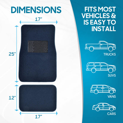 BDK 4-Piece Premium Carpet Non-Slip Heel Pad Front Floor Mats and Rear Floor Mats