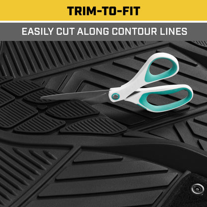 CAT 4-Piece Detachable Carpet Deep Dish Front Floor Mats and Rear Floor Mats - Heavy Duty, All Weather, Trim to Fit