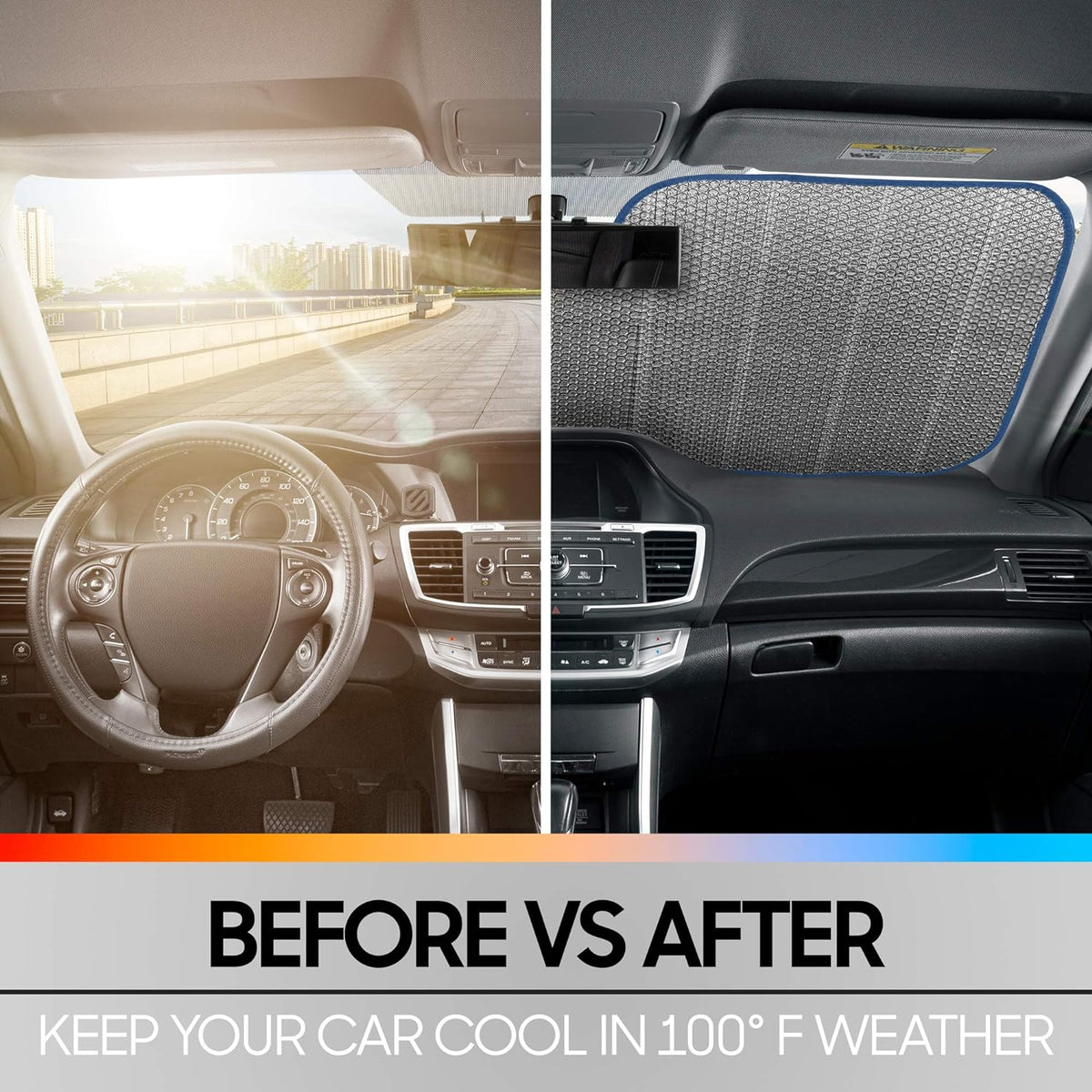 BDK Iridescent Mermaid, Hologram Foil, Chameleon Front Windshield Sun Shade, Double Bubble Accordion Folding Auto Sunshade for Car Truck SUV 58 x