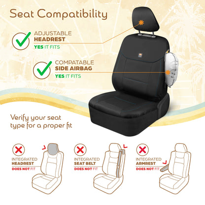 C&C Napa Leatherette 2 Front Seat Covers - Faux Leather Car Seat Protectors for Cars & Trucks - UV-Resistant, Easy to Clean, Semi-Universal Fit
