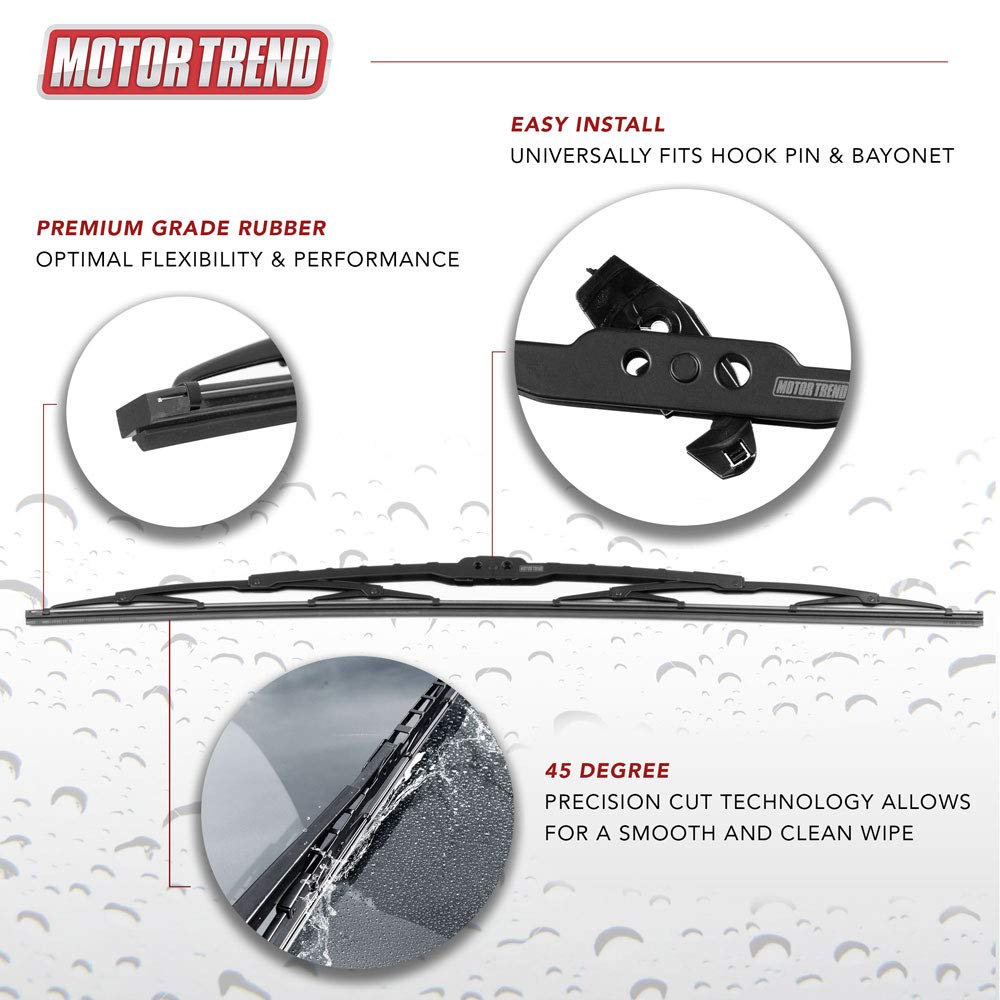 MotorTrend High Performance Aerodynamic Wiper Blade - Silent, Durable, Streak-Free (Single)